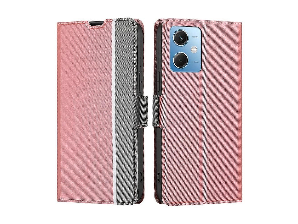 Capa De Couro Com Textura Sarjada Chinesa E Botões Laterais Para Xiaomi Redmi Note 12