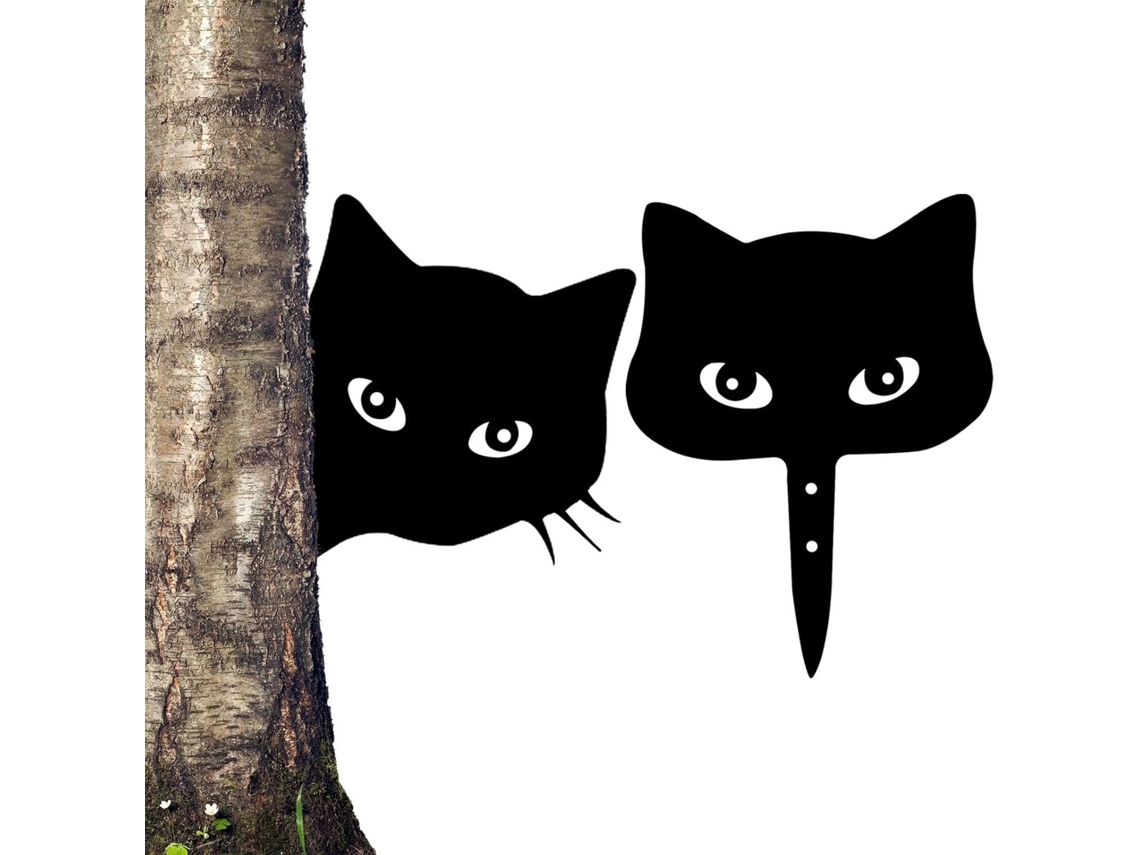 Enfeites de Jardim com Gatinhos Pretos, Enfeites Decorativos para Gatos Decoração Externa de Metal para Jardim com CHABERLU