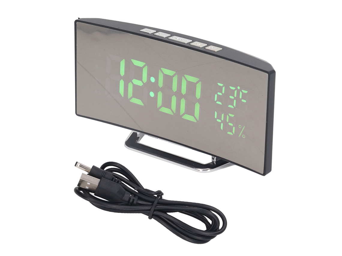 Relógio Digital Led com 3 Níveis de Brilho Alimentação Usb/Bateria Verde NEVEANCE