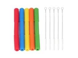 Mali 5pcs Tubos de Dentição Bebê Silicone Resistente a Mordidas 5 Cores Brinquedo Mordedor
