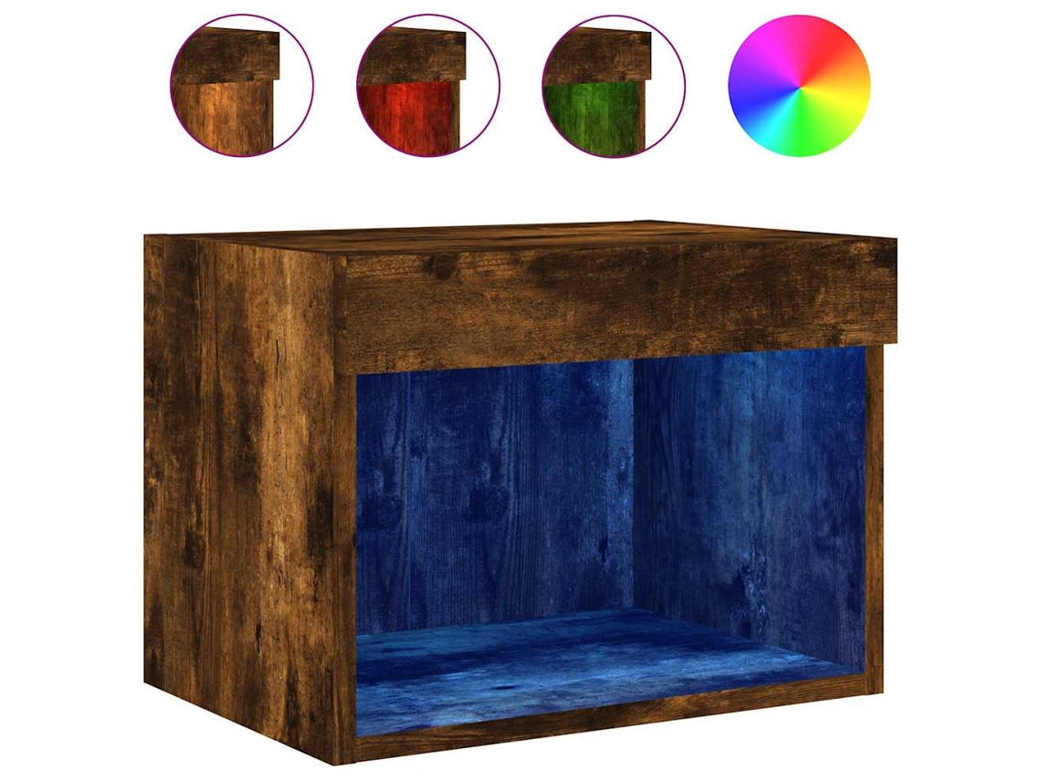 Mesa de Cabeceira de Parede com Luzes Led Carvalho Fumado MAISON EXCLUSIVE