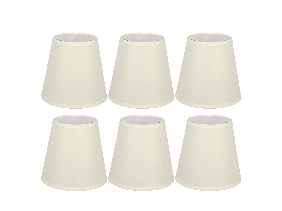 Rebe-6pcs Toldo De Lámpara De Tela Color Crema Para Lámpara De Pared E14 Candelabro Decoración Hogar