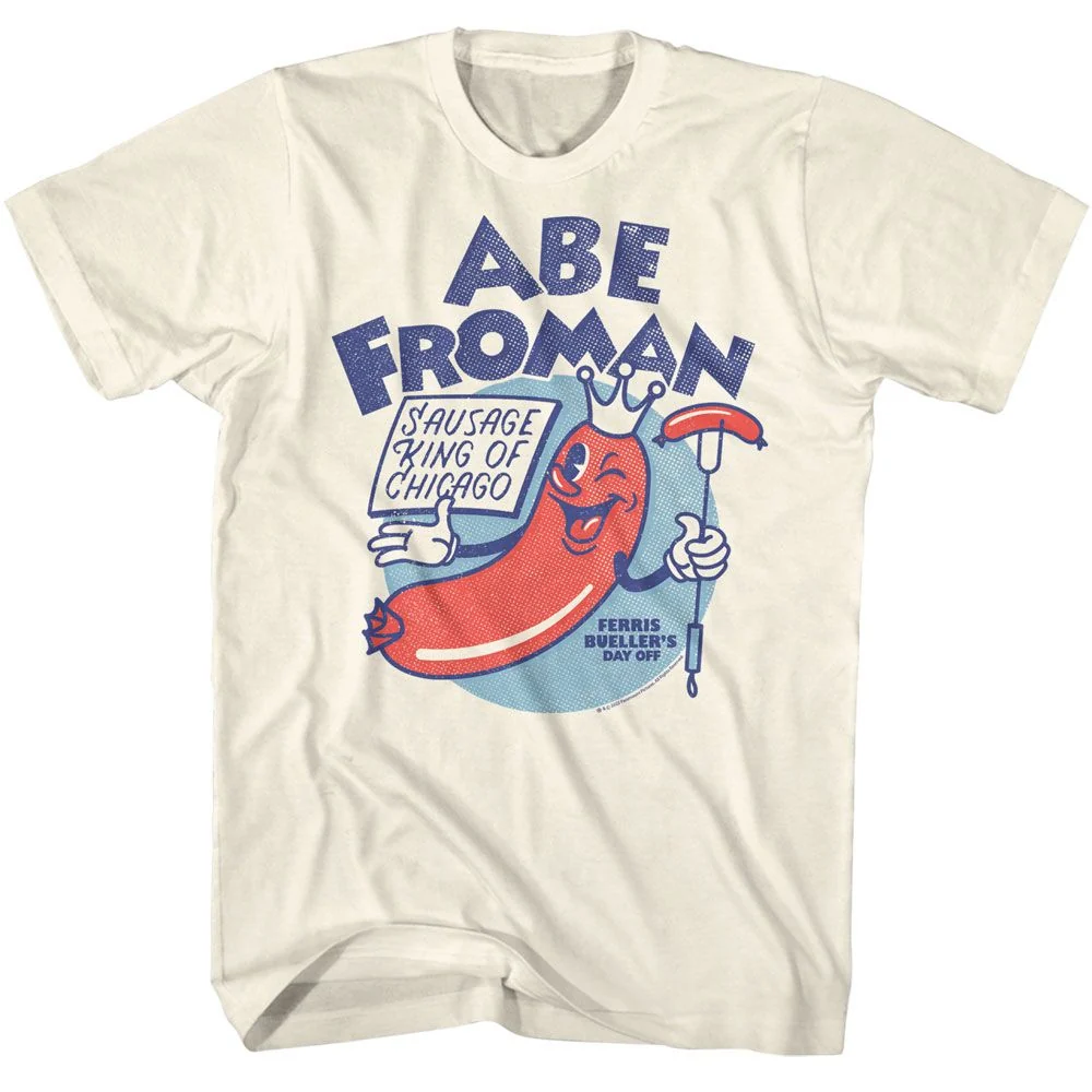 Rockinstone Ferris Bueller's Day Off Chicago Sausage King Solid Natural Adult T-shirt Size:xl