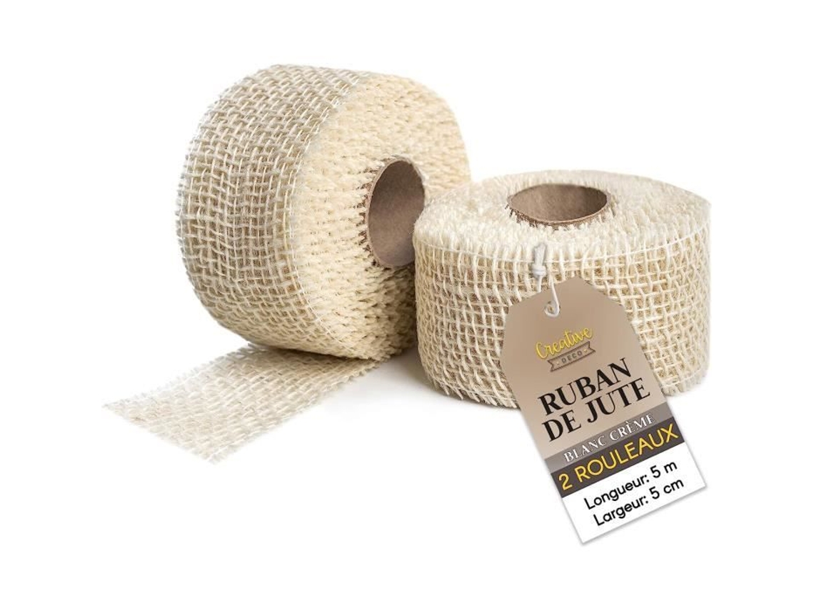 Corredor De Mesa De Juta - Creative Deco - Conjunto De 2 - Branco - 5cm X 5m - Decoração De Casamento