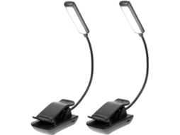 Luminária De Leitura Led Recarregável Tehaux Com Proteção Ocular Encaixe, Preta, Pacote Com 2 Unidades, Brilho Ajustável