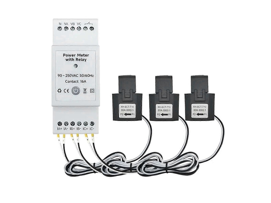 Lurelia Medidor De Energia Wi-fi Tuya Smart Life Bidirecional Trifásico Com Interruptor De Contato Seco E Monitoramento Por Aplicativo 80a Ac11
