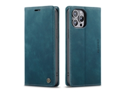 Capa Flip Para Celular Com Compartimento Para Cartão Em Couroazul - Iphone 15 (1º De Junho)