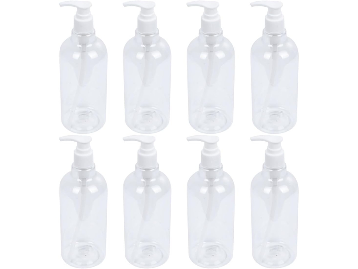 Com 8 Frascos De 500ml Em Pet Transparente Com Bomba Dosadora, Frascos Recarregáveis Para Shampoo.