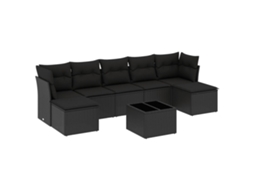 Maison Exclusive - 8 Pcs Conjunto Sofás De Jardim Com Almofadões Vime Pe Preto