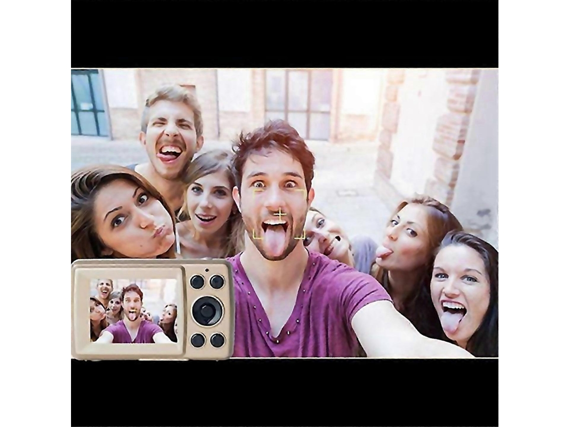 Câmera Digital Portátil Hd Pixel Compacta Para Casa - Dourada