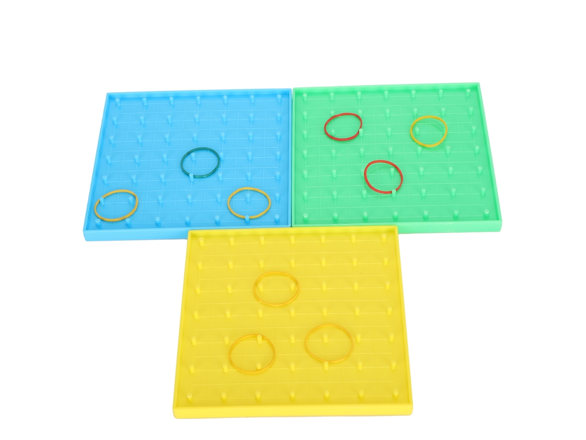 Tablero De Pregos De Plástico Cuadrado De 3 Piezas Con Banda Elástica, Rompecabezas Educativo Precoz Para Crianças, Material Didático.