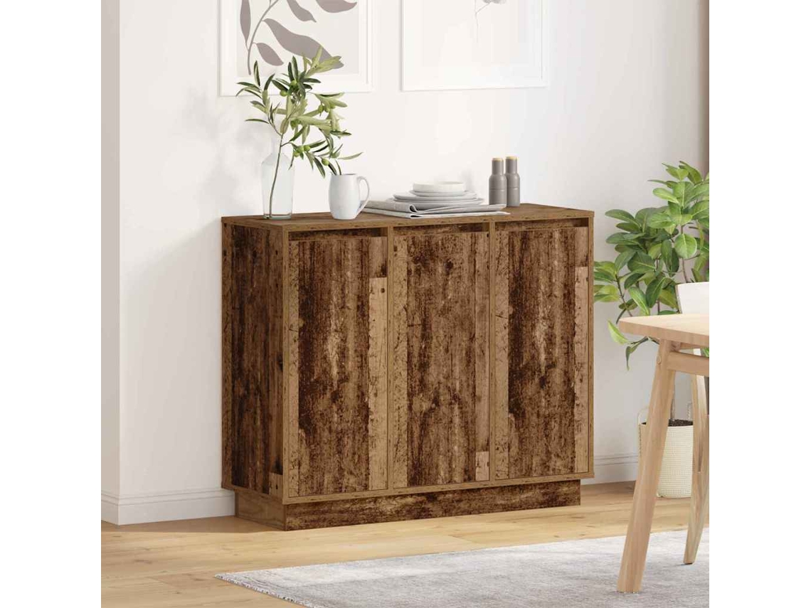 Vidaxl Aparador Led Madeira Antiga 90 X 32 X 75 Cm