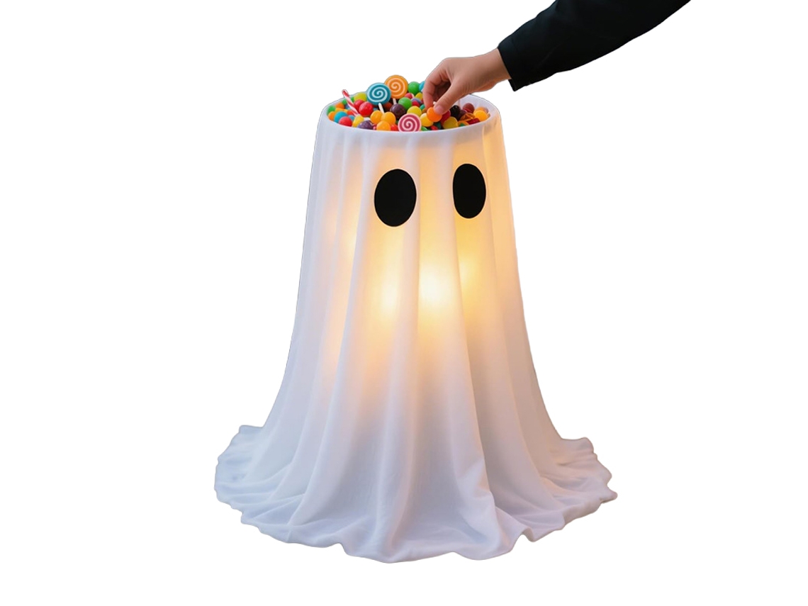 Laxiscreed Fonte De Doces De Halloween Com Recipiente De Fantasmas Para Decoração De Jardim Externo, Ajustável Até 100cm