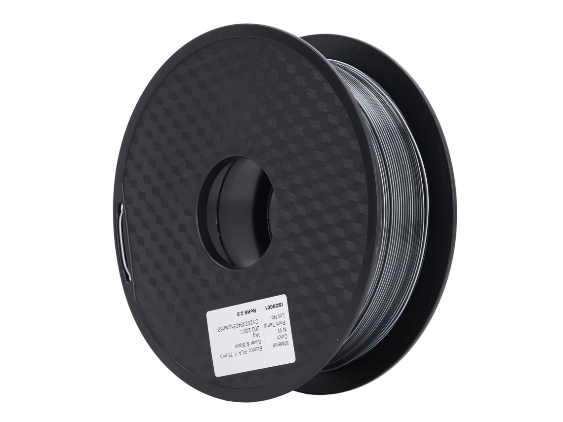Filamento Pla 1.75mm 2 Cores Prata Preta Consumível para Impressora 3d