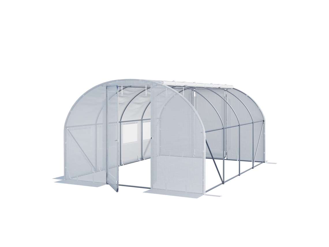 Estufa Túnel Premium 3x4 M Com Porta Basculante E Lona Pe 180 G/m² Branca Transparente Toolport