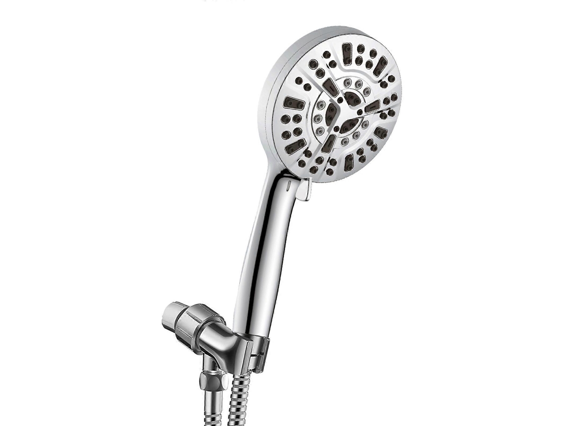Cabeça de Ducha Portátil com Turbocompressor 10 Modos de Pulverização Material Abs Prata para Banheiros