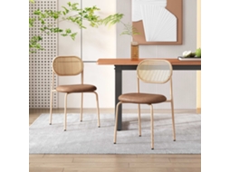 Cadeira De Sala De Jantar 2 Peças Cadeira Moderna Em Metal Marrom Estilo