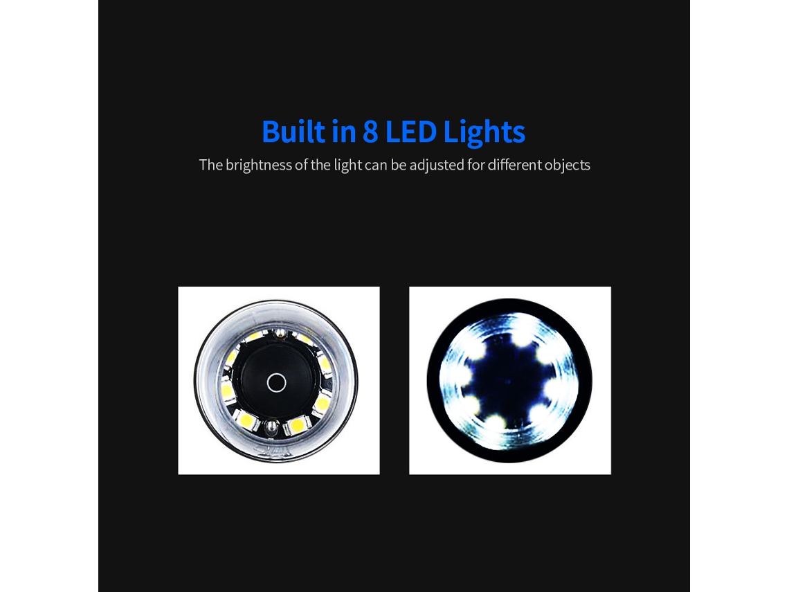 Microscópio Portátil Digital 1600x Lupa Manual Com 8 Leds Para Inspeção Industrial