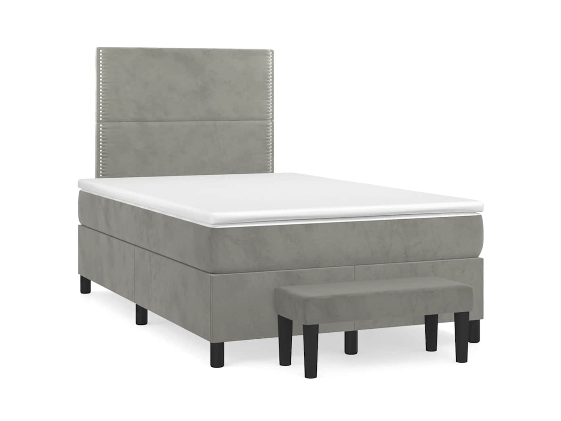Vidaxl Cama Boxspring Com Colchão 120x190 Cm Veludo Cinzento-claro