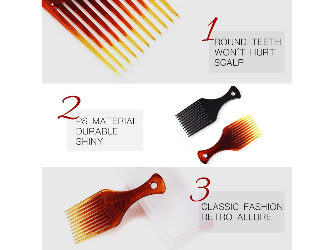Pente Afro Bluezoo Para Cabelos Cacheados, Pente De Estilo Com Dentes Largos, Acessório De Cabeleireiro Para Homens E Mulheres