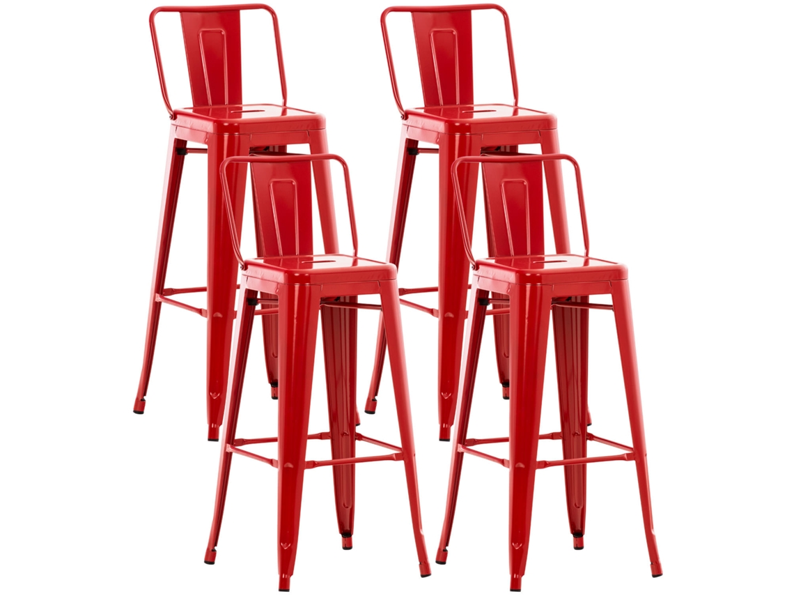 Conjunto de 4 bancos de bar Mason vermelho CLP