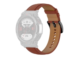 Bracelete de Couro Genuíno Ajustável com Ferramenta para Huami Amazfit T-Rex 2 Castanho Escuro