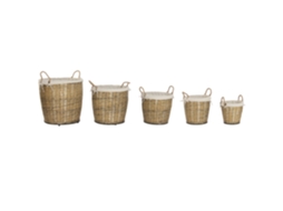 Conjunto de 5 Cestos de Vime de Algodão com Rodas e Alças, 75x75x75cm ALEXANDRA HOUSE LIVING