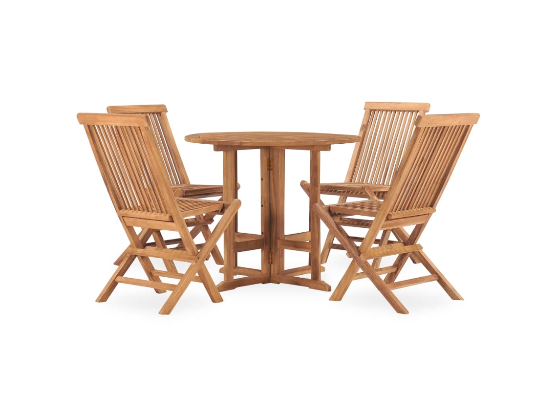 Conjunto de 5 Jantar Dobrável para Exterior Madeira Teca Maciça MAISON EXCLUSIVE