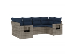 Conjunto de Sofá de Jardim, 6 Peças, Almofadas, Rattan Cinza MAISON EXCLUSIVE