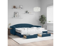 Vidaxl Sofá-cama Com Gavetão E Gavetas 90x200 Cm Veludo Azul