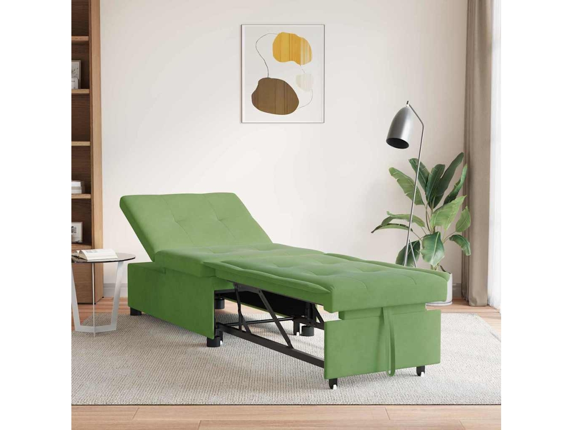 Vidaxl Sofá-cama Verde Claro 194 X 67 X 82 Cm Veludo