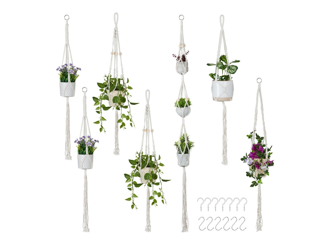 Conjunto 7 Suportes Para Plantas Em Macramê