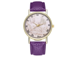Reloj Analógico De Cuarzo Simple Fashion Para Hombre Y Mujer Pulsera De Cuero Pu Púrpura