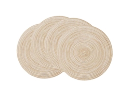 Set De 4 Manteles Redondos De Trenza Para Mesa De 15 Pulgadas, Color Beige, Material Polipropileno Y Algodón