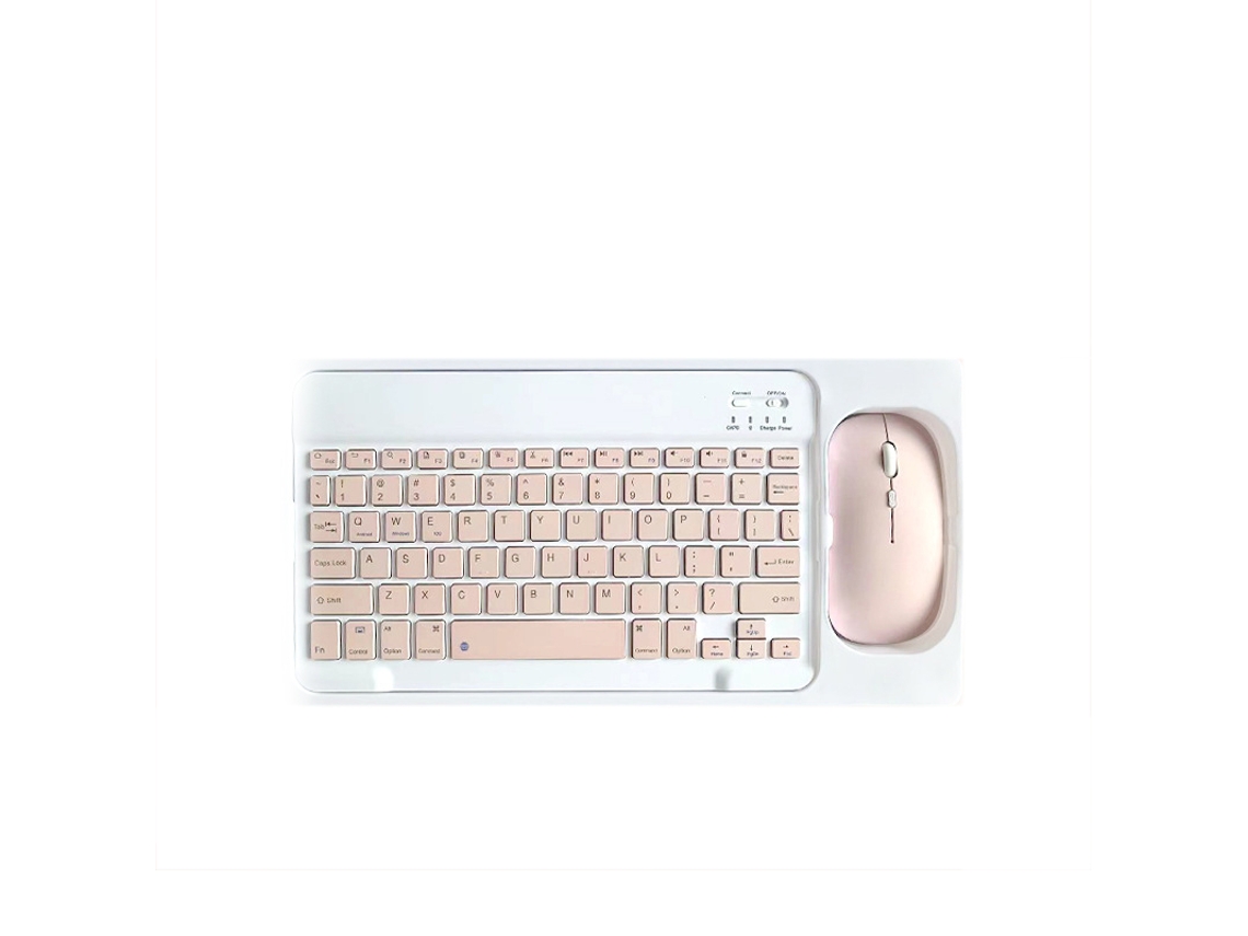 Conjunto De Teclado E Mouse Bluetooth - Teclado E Mouse Sem Fios Recarregáveis De 10 Polegadas Com Estojo (rosa)