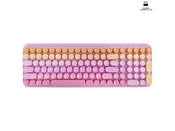 Teclado Sem Fio 2.4g (rosa), 106 Teclas, Design Retrô, Teclas Arredondadas