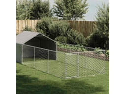 Vidaxl Canil Exterior Com Corredor 6x2x1,5 M Aço Galvanizado