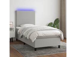 Vidaxl Cama Box Spring C/ Colchão E Led 80x200 Cm Tecido Cinza-claro