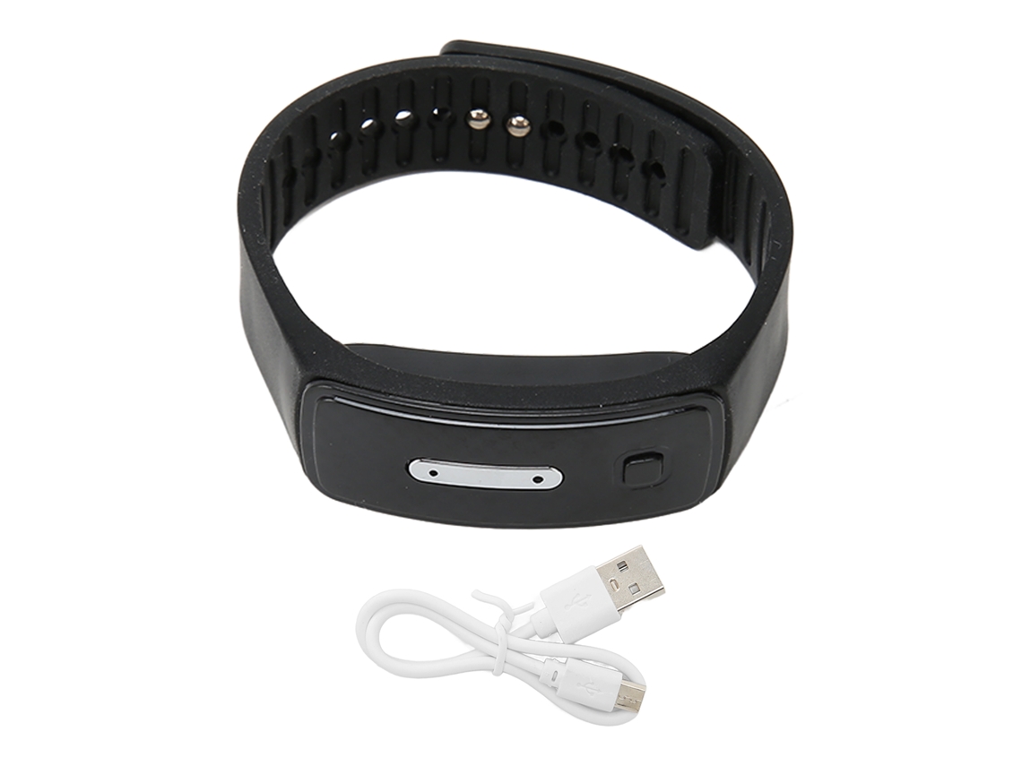 Pulseira Repelente Ultrassônico Usb Carregável Ajustável Inteligente Preto