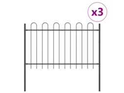 Conjunto 3 Cerca Para Jardim Vidaxl Cinzento Aço Revestido A Pó (5,1 X 1 M)