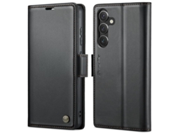 Capa Para Samsung Galaxy S24 Borboleta Fivela Litchi Textura De Telefone De Couro Rfid Antirroubo Preta