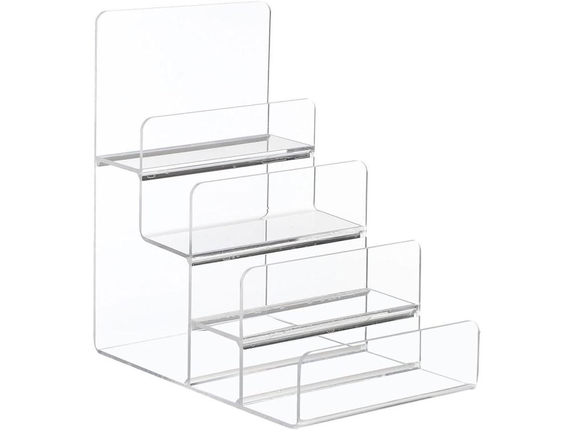 Suporte De Acrílico Toyvian Para Joias E Bolsas, Design Trapezoidal Com Amplo Espaço Entre Os Níveis, Suporte De 4 Camadas