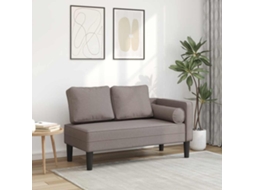 Vidaxl Chaise Lounge Com Almofadões Tecido Cinzento-acastanhado