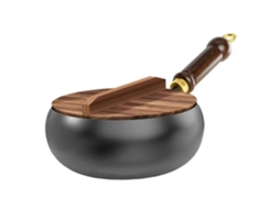 Wok De Ferro Fundido De 24 Cm Com Fundo Plano E Superfície Antiaderente Para Distribuição Uniforme De Calor E Cozimento Lento.