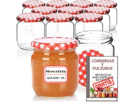 12 Frascos de Vidro de 250 Ml com Tampa de Rosca Hermética de Metal Frascos para Papinhas Conservas Sobremesas Geleia Iogurte Molhos MUNDOTARROS