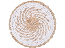 Cesto Suspenso Boho Feito de Palha, Redondo e Trançado, para Pendurar na Parede. Decoração Leve e Elegante para Casa e CHABERLU