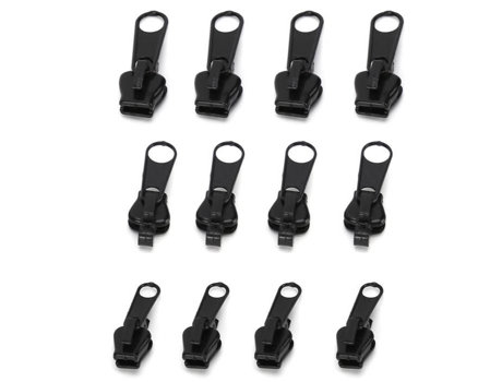 Kit Reparo De Zíper Vvikizy 12 Peças Metal E Plástico Universal Prata E Preto