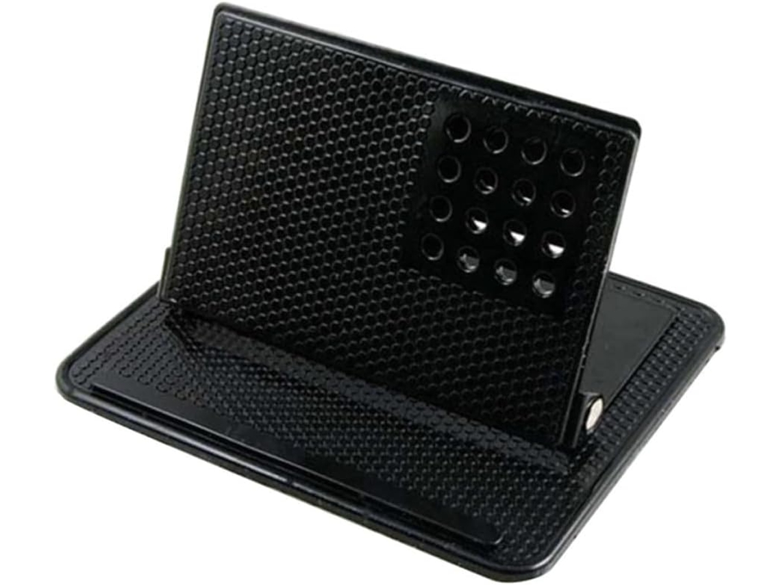 Suporte vesical ajustável para celular com rotação de 360° em silicone, preto, Fosco.