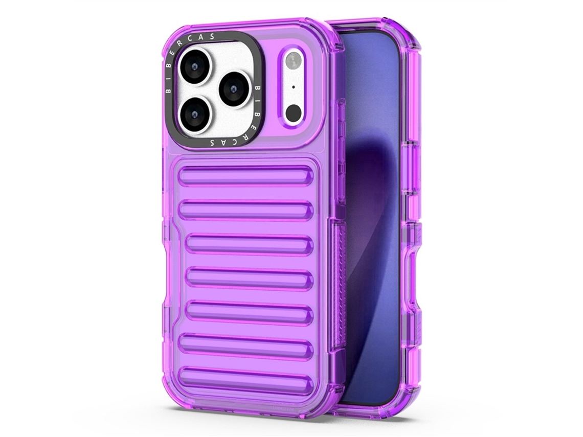 Capa Removível Para Iphone 17 Pro Max Com Design Listrado - Roxa