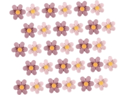 Conjunto de 50 tachininhas decorativas em metal e plástico com design floral 3D, ideais para paredes e quadrados de cortiça.